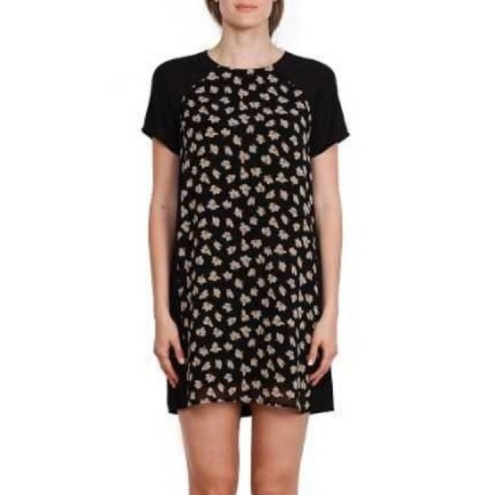 Floral Mini Shift Dress with Floral Print